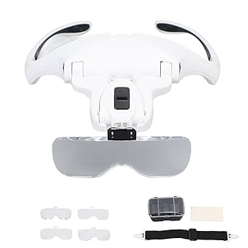 拡大レンズ付まつげエクステライト (LEDタイプ) Amazon.co.jp: LEDヘッド拡大鏡、2つのLEDライトヘッドバンド